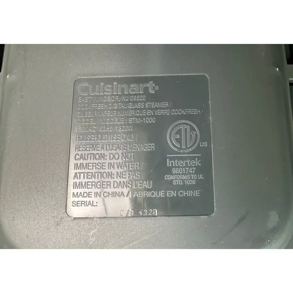 Cuisinart CookFresh Digital Glass Steamer Silver Stainless Steel STM-1000 Tested